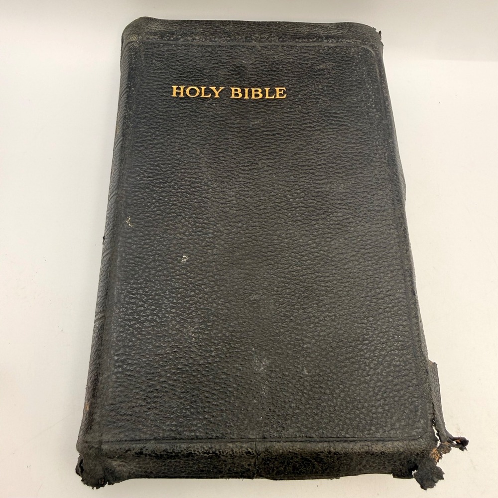 Vintage Holy Bible Red Letter Edition with Concordance Black 1930s Inscription